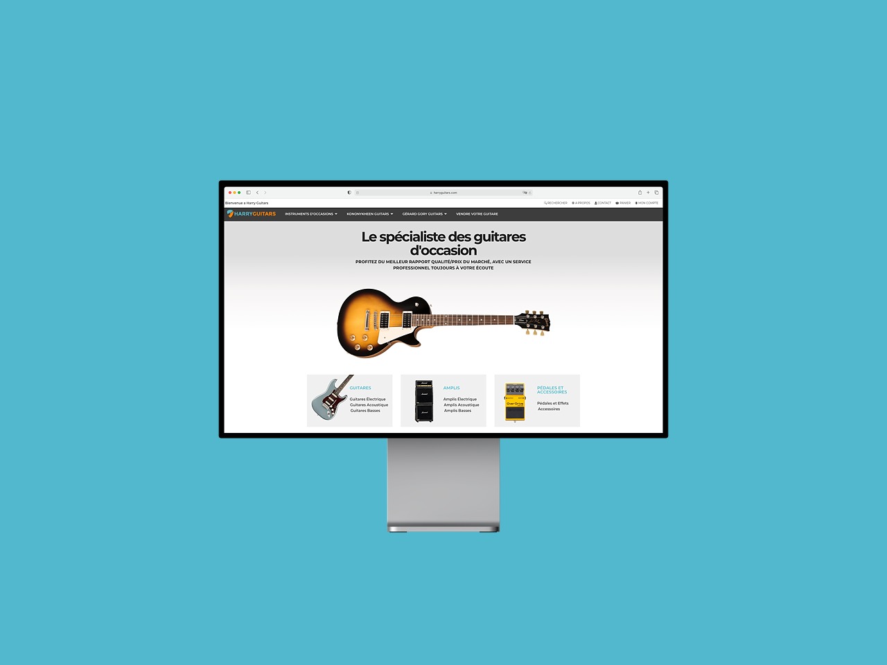 Wordpress, WooCommerce shop and custom designed logo - Harry Guitars now has a site to be proud of.